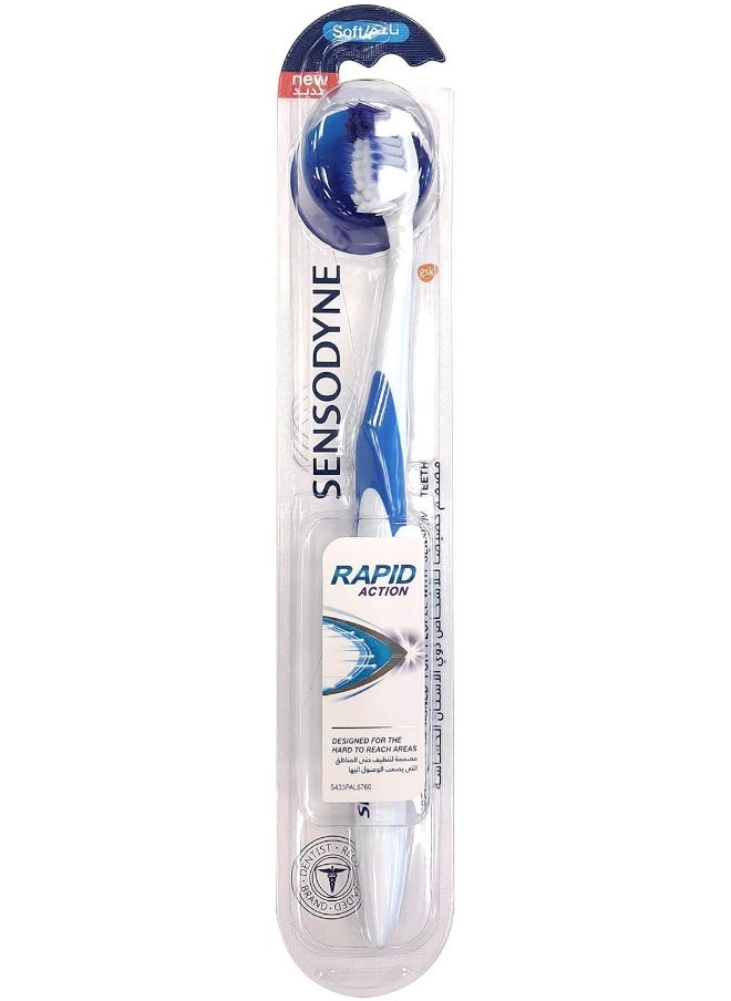 Toothbrush For Sensitive Teeth, Rapid Action Brush With Soft Bristles, Multi-Colour - 2 packs