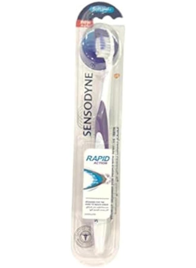 Toothbrush For Sensitive Teeth, Rapid Action Brush With Soft Bristles, Multi-Colour - 2 packs