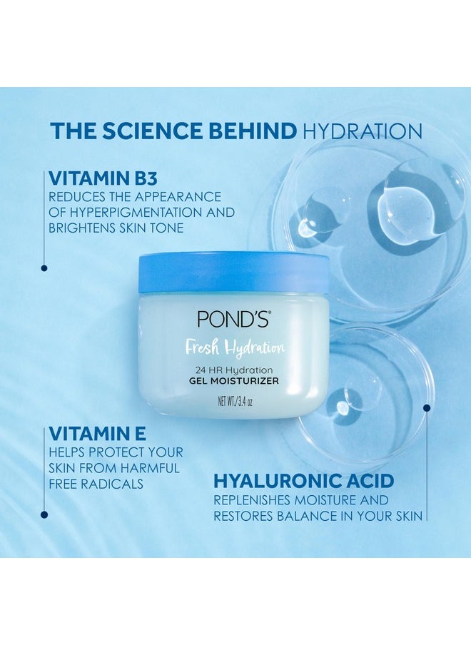 Hyaluronic Acid, Vitamin E & B3 Gel Face Moisturizer For 24 Hour Hydration And Luminous Skin, 3.4 Oz