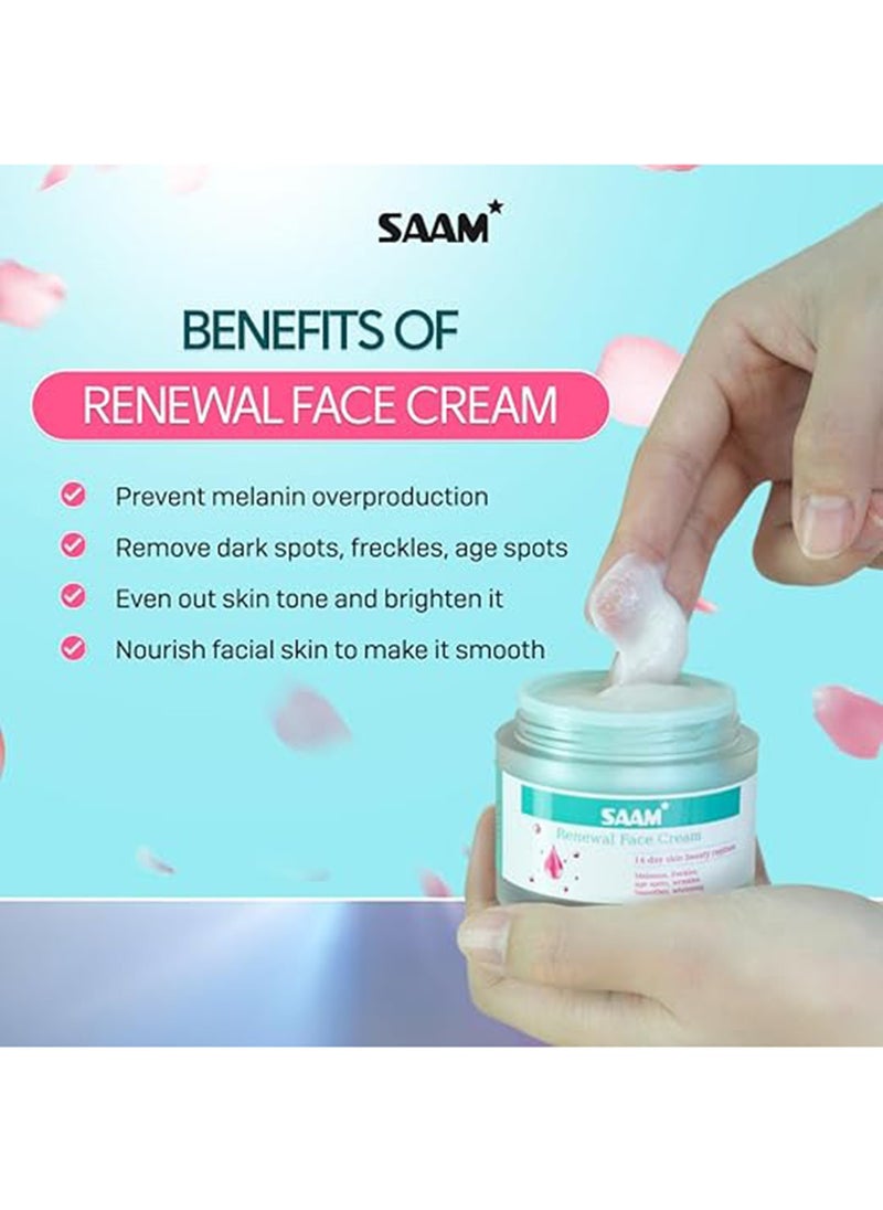 SAAM Renewal Face Cream | Melasma, Freckles, Age Spots & Dark Spots | With Alpha Arbutin and Kojic Acid | 50g