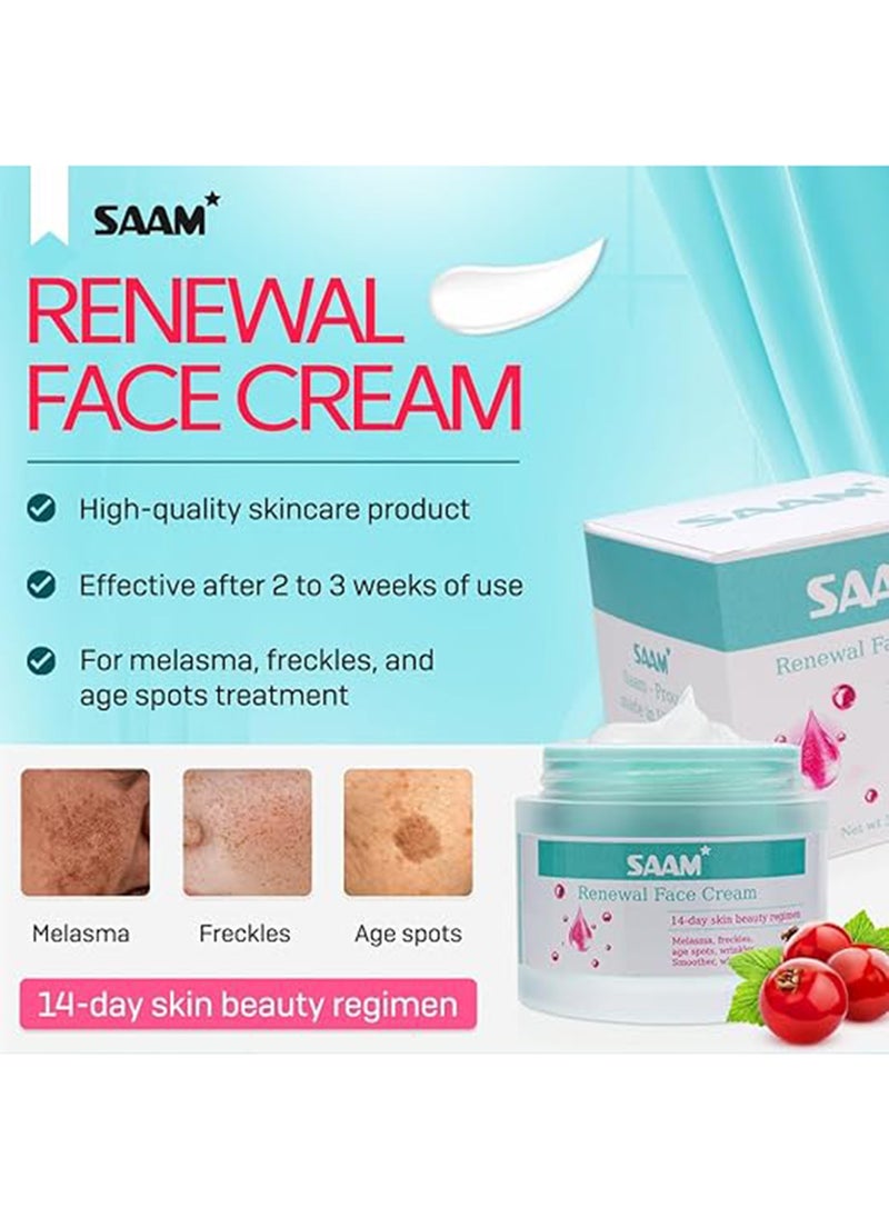 SAAM Renewal Face Cream | Melasma, Freckles, Age Spots & Dark Spots | With Alpha Arbutin and Kojic Acid | 50g