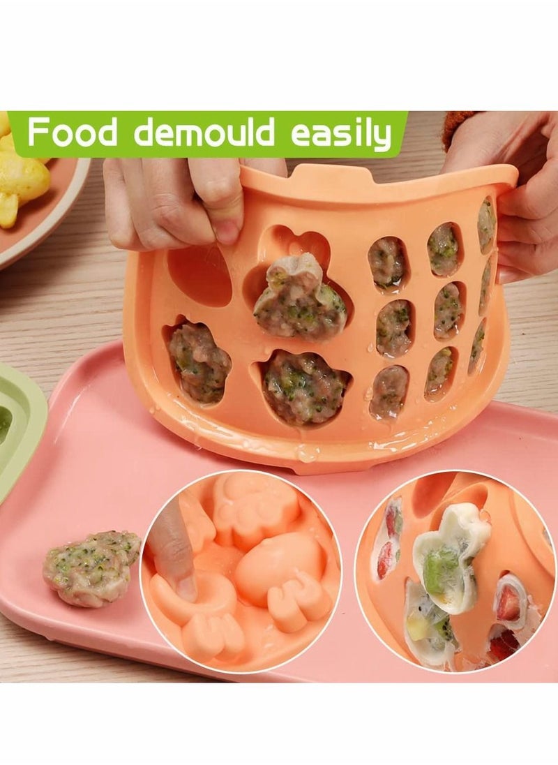 Food Tray Mold, Silicone Food Molds, Freezer Tray for Making Breastmilk Ice Pop, Homemade Kids Food Baking Tray for Sausage, 3 Different Shape Food Storage Container Food Mold with Lid