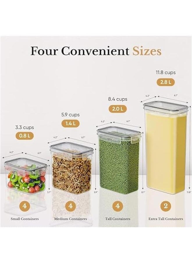 Airtight Food Storage Containers Set, 14 Pack Kitchen Storage Containers with Lids for Flour, Sugar and Cereal, Plastic Dry Food Canisters for Pantry Organization and Storage