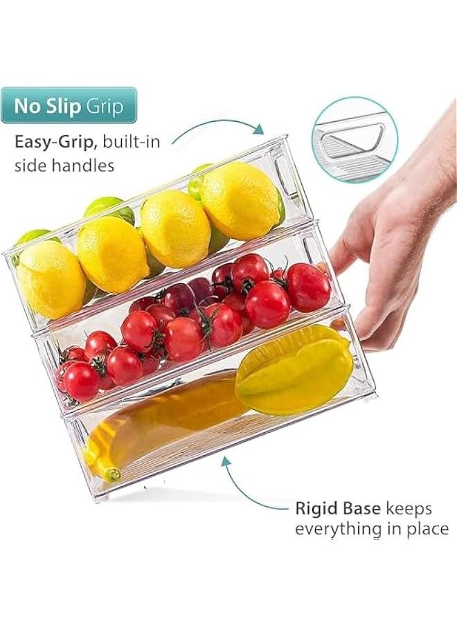 6 Pack Refrigerator Organizer Bins,Fridge,Cabinet,Kitchen Organization and Storage Fridge Organizers and Storage Clear