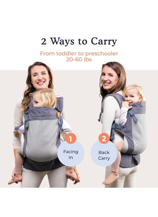 Beco Toddler Carrier With Extra Wide Seat - 100% Polyester 3D Performance Mesh Toddler Carrying Backpack Style And Front-Carry -Lightweight & Breathable Child Carrier -Toddler Sling Carrier 20-60 Lbs