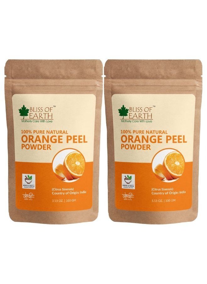 100% Pure Orange Peel Powder 100GM Best For Naturally Glowing Skin Natural Sun Tan Remover & Exfoliator Hair Conditioning & Skin Care Pack of 2