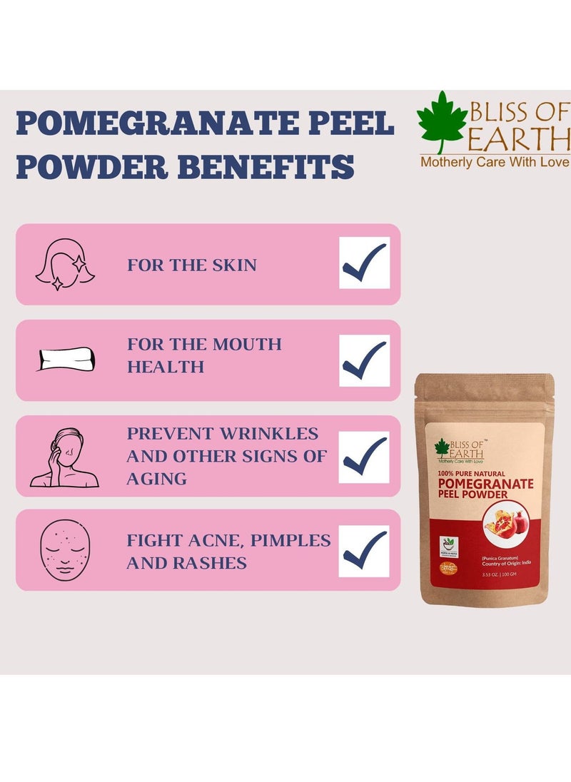 100% Pure & Natural Pomegranate Peel Powder 100GM Cure Pimple & Acne Remove Wrinkles Natural Sore Throat Reliver Anar Powder Pack of 2