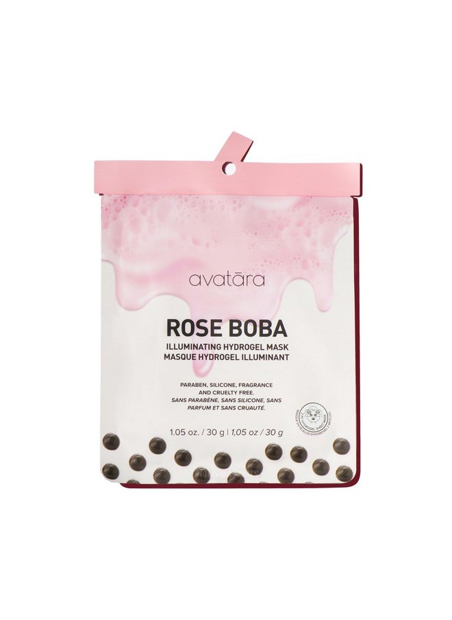 Rose Boba Hydrogel Mask, Cooling Facial Mask, 2-Piece Glow-Enhancing, Hydrating, Balancing Skin Care Mask With Niacinamide & Rose Extract, 30 G, 1-Pack