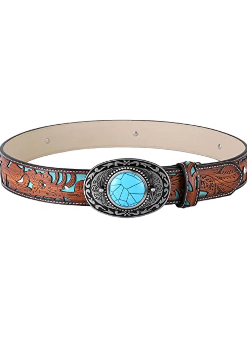 Western Turquoise Belt Vintage Western Belt Cowboy Belts For Men Western With Big Buckle Belt Jeans Belt Vintage Western Belt