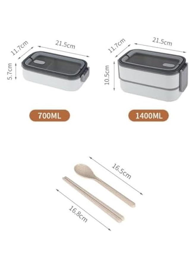Adult Lunch Box, Leakproof 2 Layer Bento Box with Detachable Divider, BPA Free Box with Utensils, Microwave Safe Meal Prep Container