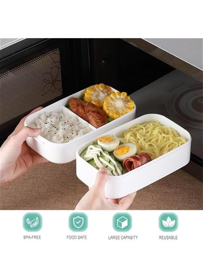 Adult Lunch Box, Leakproof 2 Layer Bento Box with Detachable Divider, BPA Free Box with Utensils, Microwave Safe Meal Prep Container