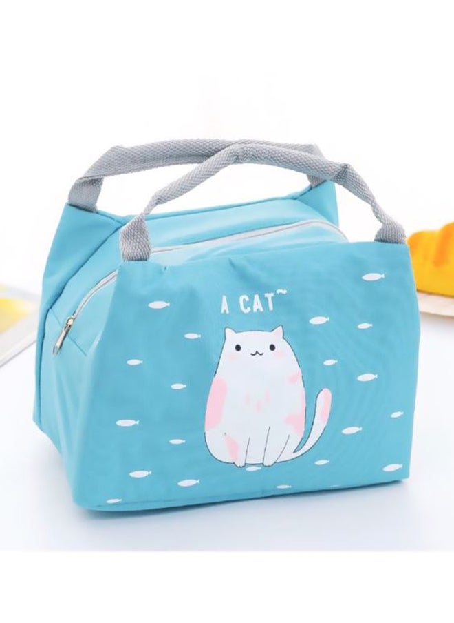 Printed Insulated Thermal Lunch Bag Blue/White 21x17x15cm