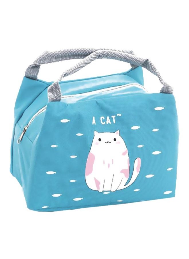 Printed Insulated Thermal Lunch Bag Blue/White 21x17x15cm