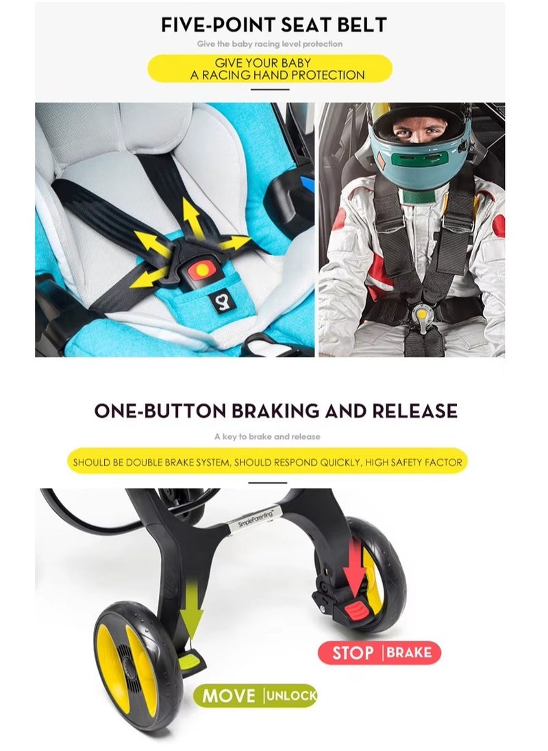 2-in-1 Car Seat & Stroller | World’s First Fully Integrated Travel System | Seamless Transition from Car to Stroller in Seconds | Ergonomic Newborn Support & Side-Impact Protection | Lightweight, Compact, and Durable with Rust-Free Aluminum Frame | Certified for Air Travel & Public Transport