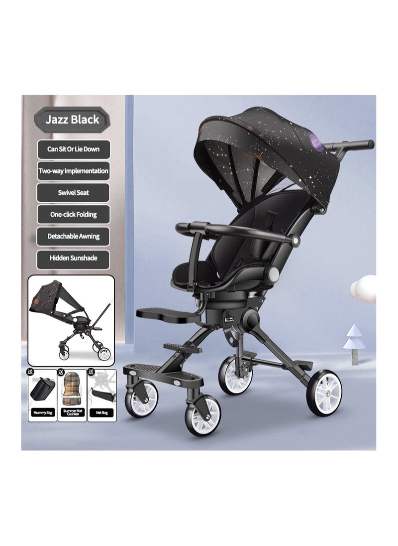 One-button Folding Can Sit And Lie Flat Two-way Stroller