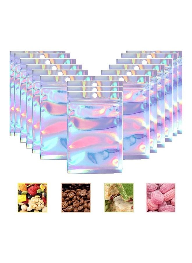 50-Piece Resealable Foil Pouch Set Clear/Silver/Purple 20x30cm