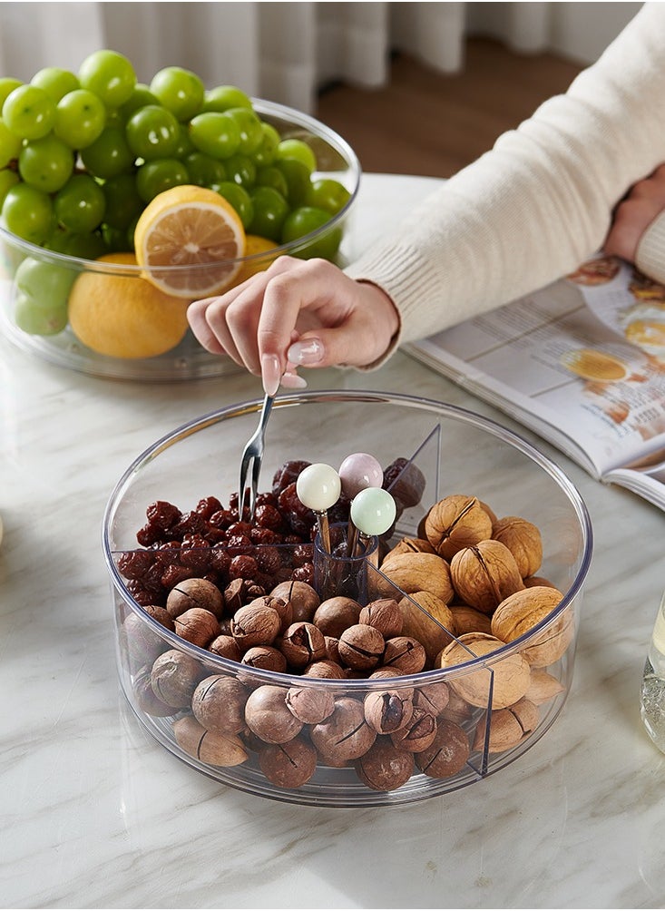 Rotating Storage Tray ,Kitchen Cabinet Home Organizer, Multi-Usage Container for Teabags Spices Sweets Snacks Cosmetics ,Transparent