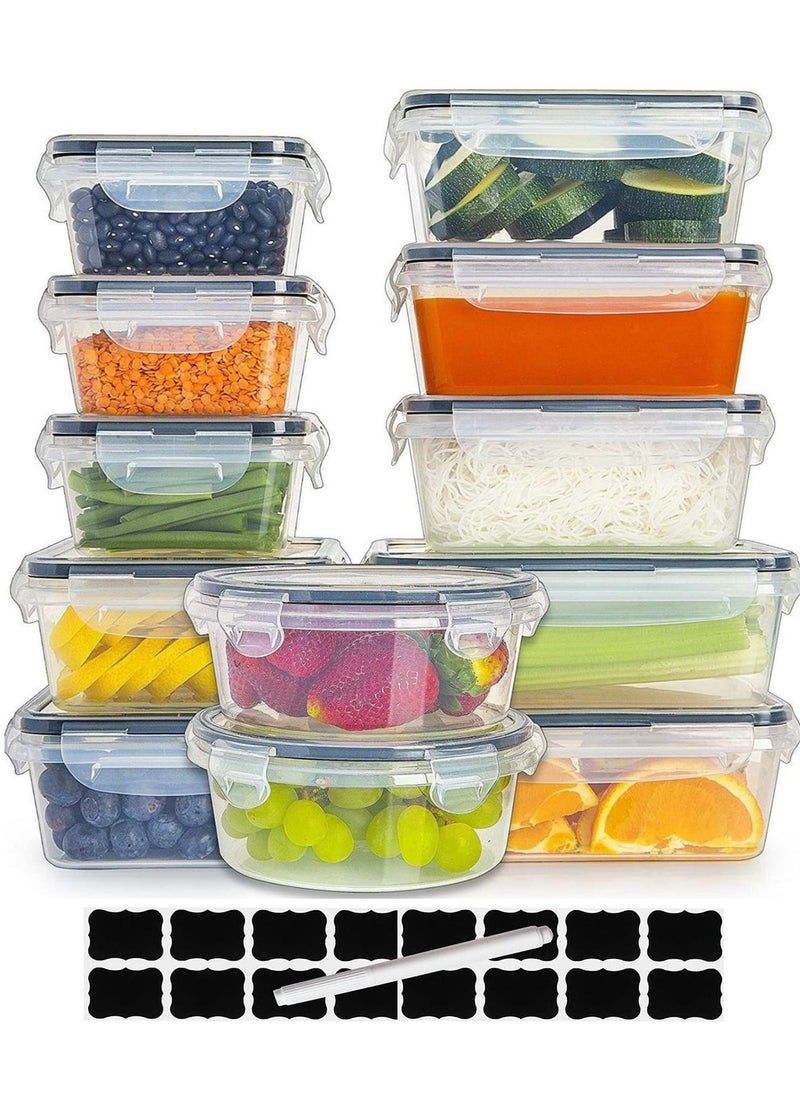 12 PCS Food Storage Containers with Locking Lids Airtight Kitchen Organizer Fridge Organizers and Storage Food Container Storage Box with Lid Ideal for Meal Prep and Food Freshness