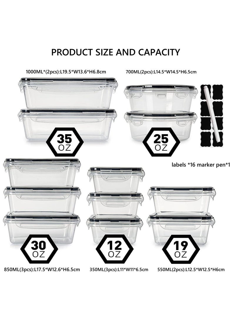 12 PCS Food Storage Containers with Locking Lids Airtight Kitchen Organizer Fridge Organizers and Storage Food Container Storage Box with Lid Ideal for Meal Prep and Food Freshness