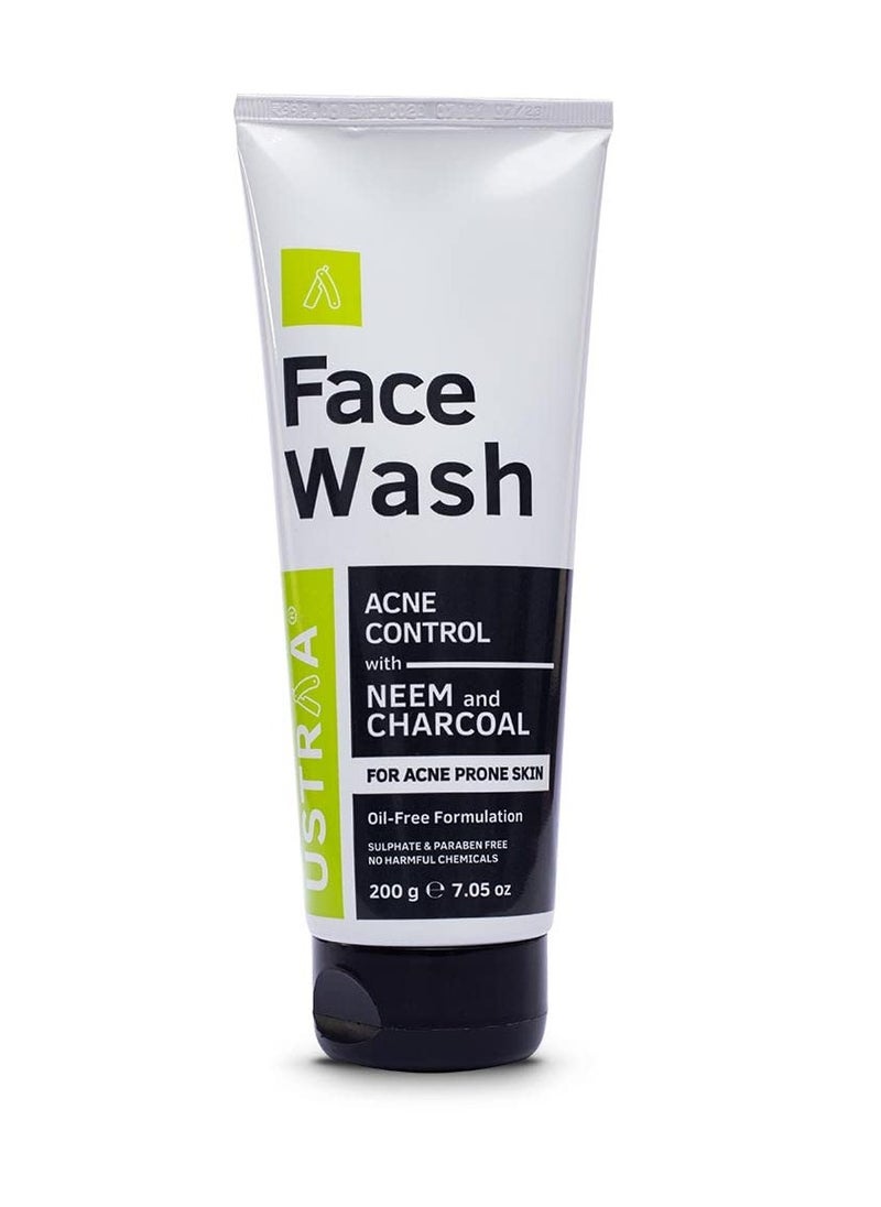 Ustraa Face Wash Acne Control With Neem Charcoal Face Wash 200g Oil Control Prevents Acne