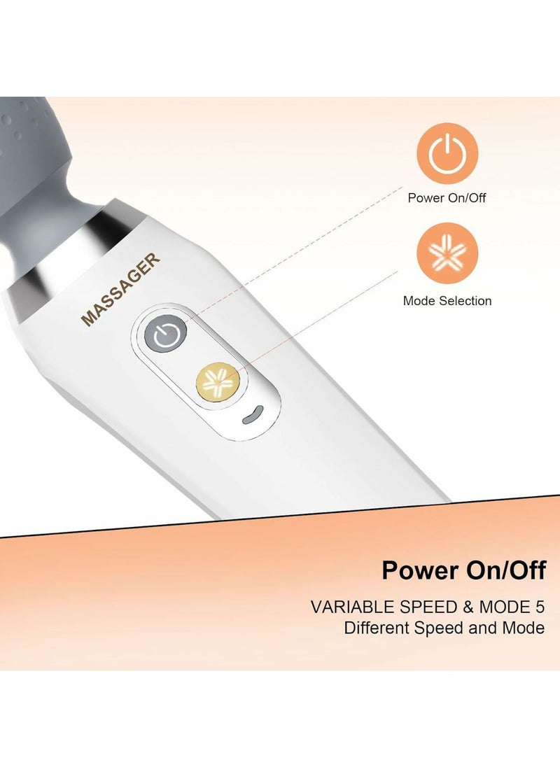 Handheld Multifunctional Massager, portable Massager, Electric Rechargeable Massager With Long Battery Life, Muscle Relaxation, Portable device, 5 Massage Modes, For Men and Women, White