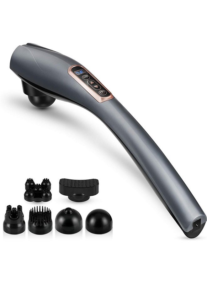 Handheld Back Massager - Cordless Deep Tissue Percussion with 6 Interchangeable Nodes, 1 for Neck, Shoulder Joint Pain Relief