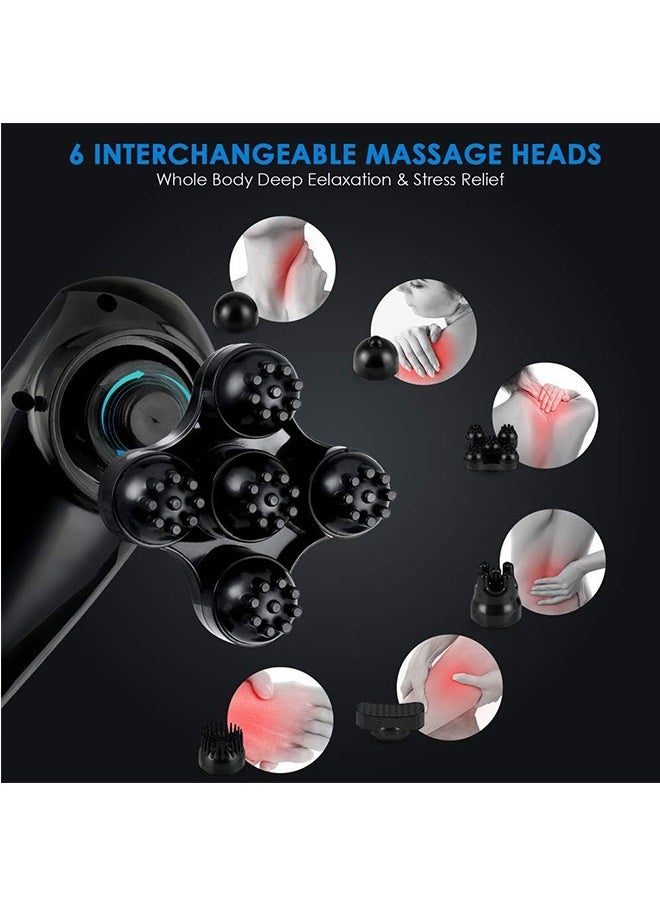 Handheld Back Massager - Cordless Deep Tissue Percussion with 6 Interchangeable Nodes, 1 for Neck, Shoulder Joint Pain Relief