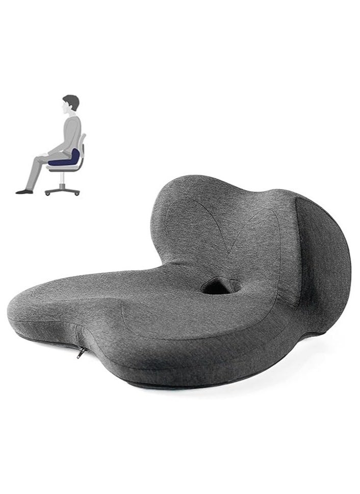 Seat Cushion for Office Lumbar Support Pillow Chair Memory Foam Seat Cushion for Sciatica Back Support Pillow Chair Pads Reduce Tailbone Pressure Dark Grey.