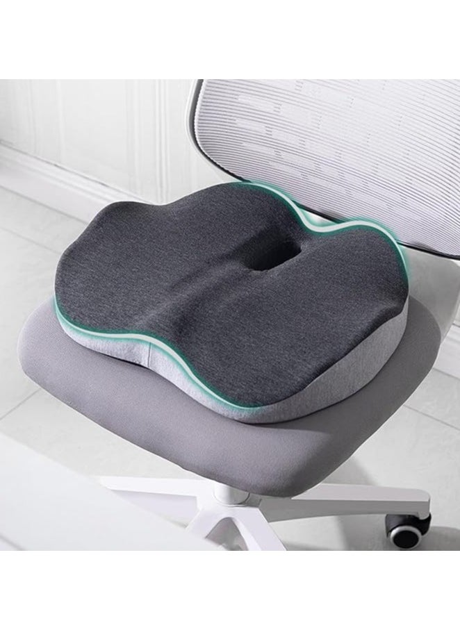 Seat Cushion for Office Lumbar Support Pillow Chair Memory Foam Seat Cushion for Sciatica Back Support Pillow Chair Pads Reduce Tailbone Pressure Rabit RabitValley Black.