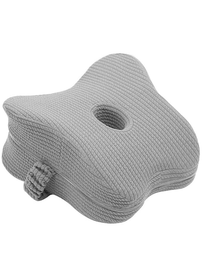 Memory Foam Knee Pillow for Side Sleepers Orthopedic Knee and Leg Cooling Pillow Adaptive Bed Assistance Product Leg Pillow for Sleeping Lower Back and Hip Pain Light Grey.