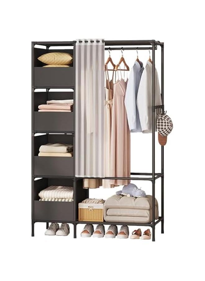 Clothes Rack, Clothing Rack with Storage Bag, Garment Rack, Non-woven Shelves for Shoes, Clothes Rack for Bedroom, Hallway, Entryway (28-06)