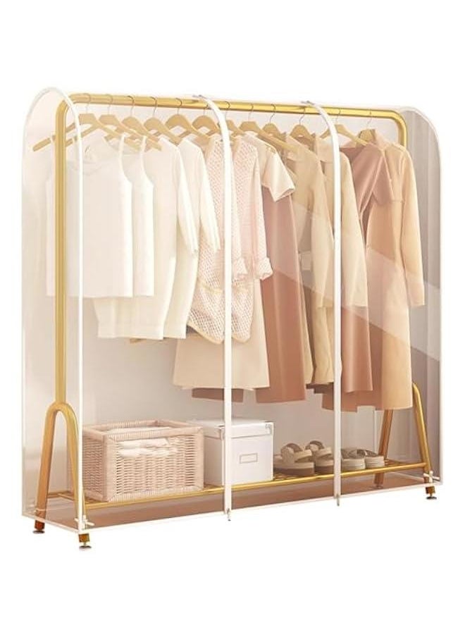 Clear Garment Rack Cover, Clothing Rack Covers, Adult Kids Clothes Protector with 2 Durable Zipper,Waterproof Wardrobe Cover, Dustproof Hanging Clothes Rack Cover, Foldable