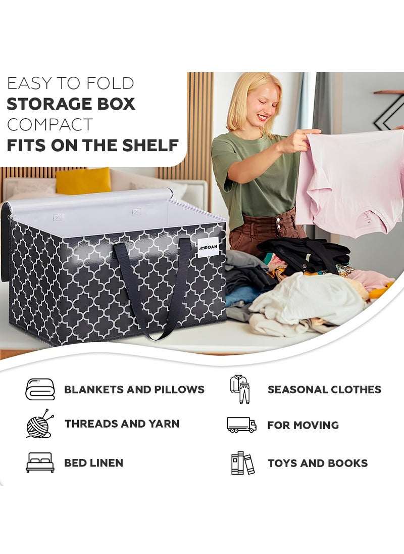 73*37*37cm 2 PCS Large Moving Bag 100L with Zippers & Straps Handles, Foldable Heavy-Duty Big Storage Bag Box Capacity Foldable Totes for Space Saving for Clothing Pillow Blanket Toys