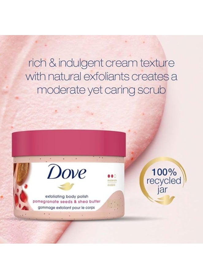 Dove Body Polish Exfoliating Scrub, Moisturizing Shea Butter and Pomegranate Seeds 298G