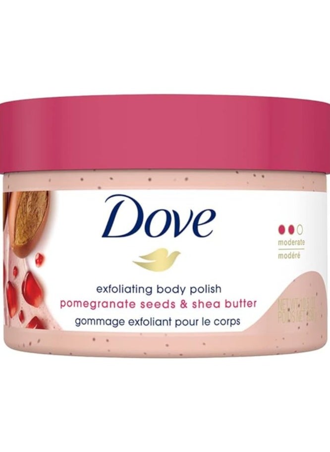 Dove Body Polish Exfoliating Scrub, Moisturizing Shea Butter and Pomegranate Seeds 298G