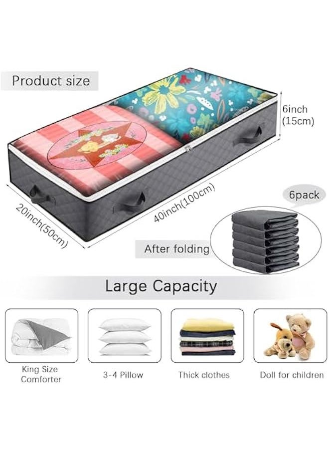 Under Bed Storage Containers, 6 Pack Closet Organizers and Storage Bins, Collapsible Underbed Storage Bags for Blankets, Towels, Comforter, Sweaters, Linen Sheets (32-01-6p)