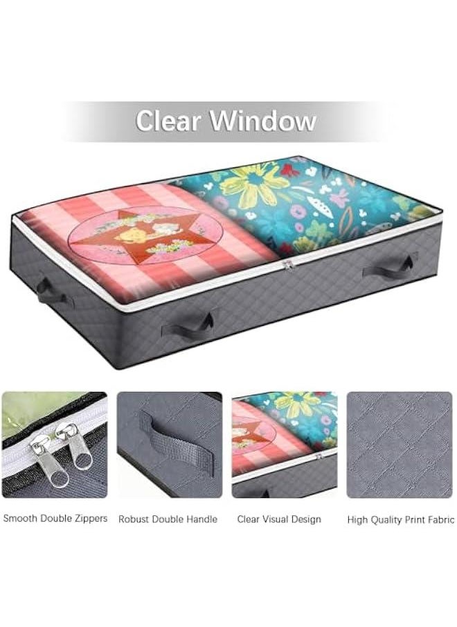 Under Bed Storage Containers, 6 Pack Closet Organizers and Storage Bins, Collapsible Underbed Storage Bags for Blankets, Towels, Comforter, Sweaters, Linen Sheets (32-01-6p)