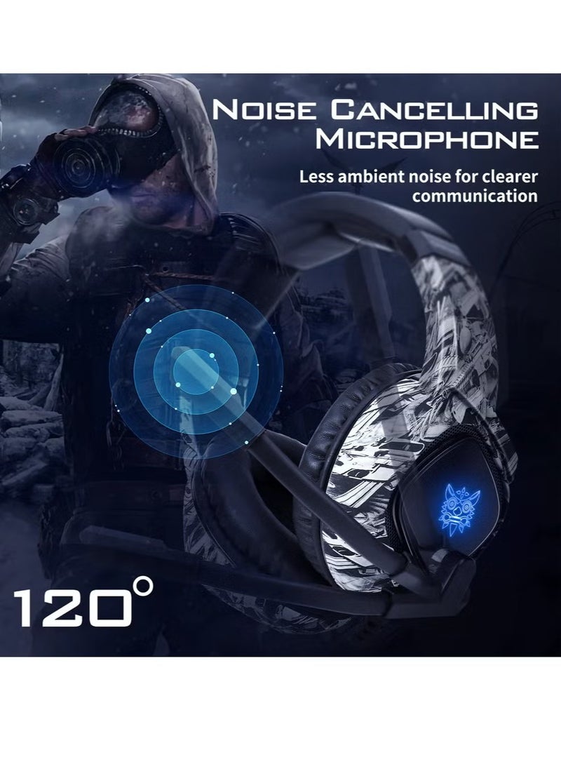 K19 Professional Gaming Headphone with RGB Backlight – Premium Stereo Sound, Noise-Canceling Microphone, Adjustable Headband, Comfortable Over-Ear Cushions, Compatible with PC, PS4, Xbox, Mobile Devices, and More – Gray