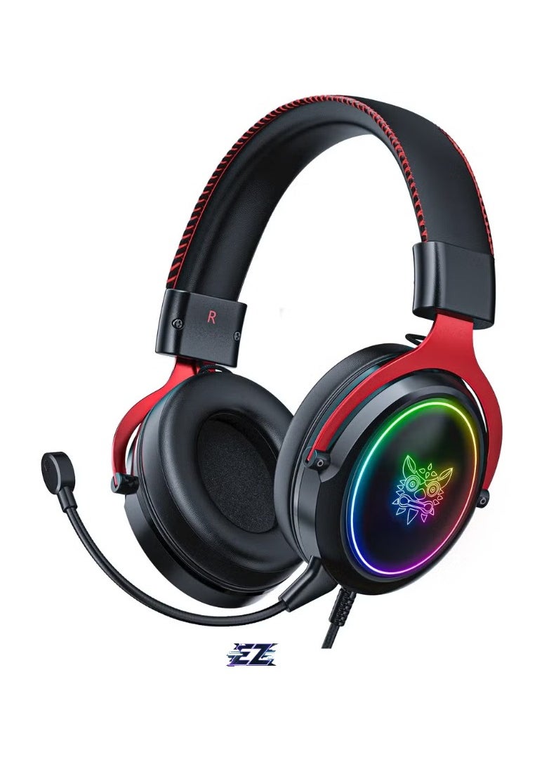 X10 RGB Wired Gaming Headset with Mic – Premium Stereo Sound, Noise-Canceling Mic, Comfortable Over-Ear Cushions, RGB Lighting, Adjustable Headband – Perfect for PC, PS4, Xbox, and Mobile Gaming – Black