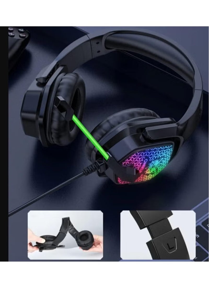 X3 Wired Headphones with Microphone Gaming Headsets – RGB Lights, Noise-Canceling Earphones for Computer, PC, PS4, Xbox, Mobile Gaming – Comfortable Over-Ear Cushions, Adjustable Headband, Immersive Stereo Sound