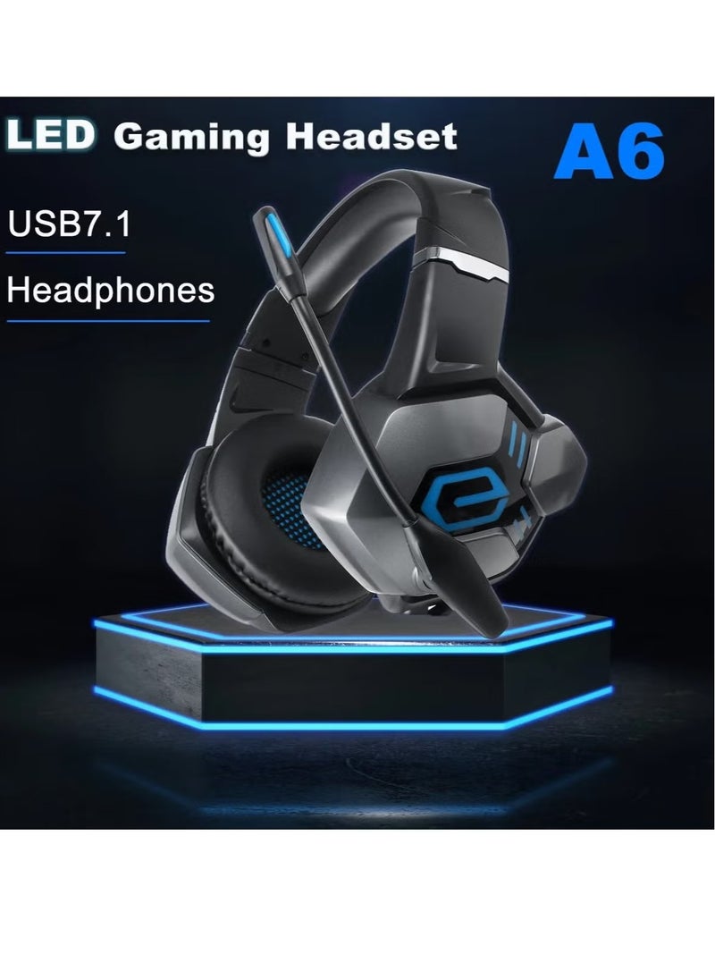 A6 Professional Gaming Headset – Excellent Audio Performance, Comfortable Over-Ear Cushions, Adjustable High-Quality Microphone, Noise-Canceling, Ideal for PC, PS4, Xbox, and Mobile Gaming