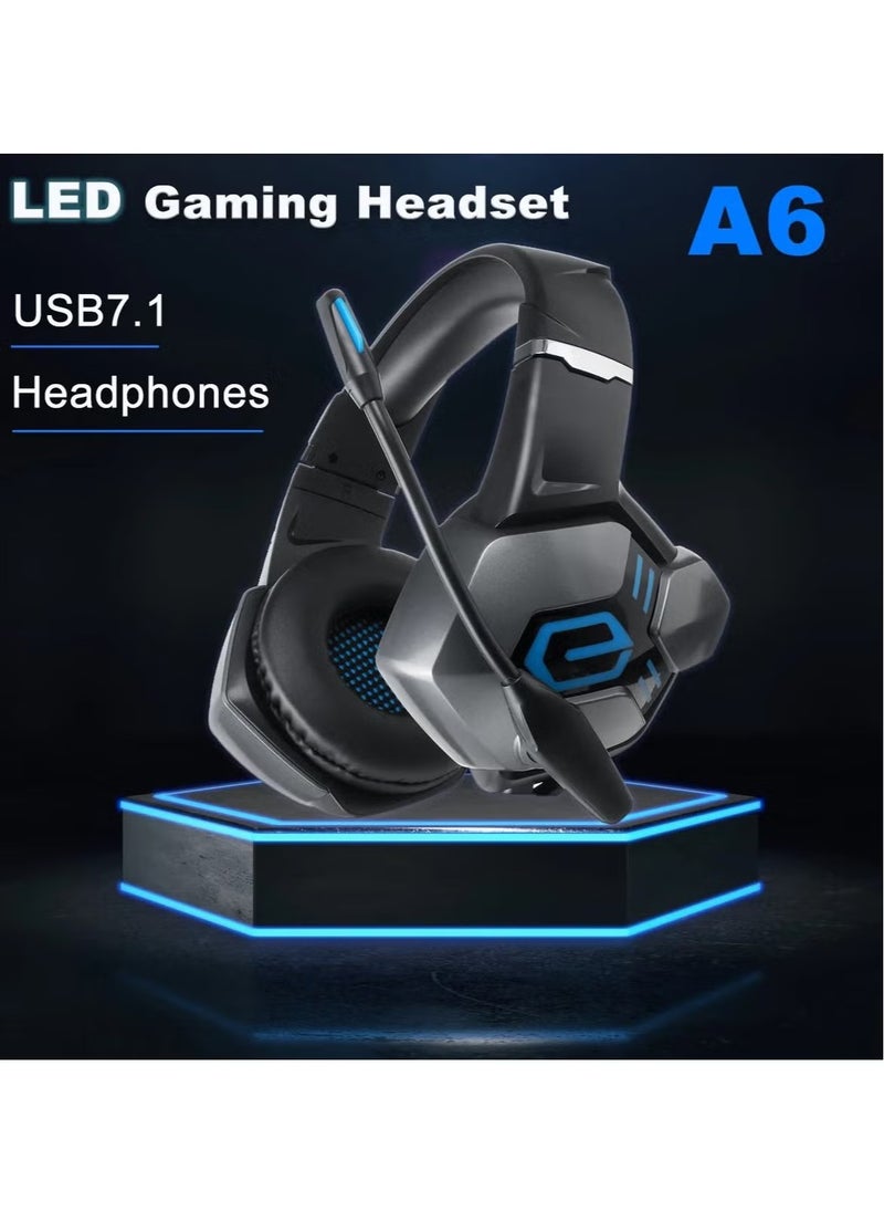 A6 Professional Gaming Headset – Excellent Audio Performance, High-Quality Adjustable Microphone, Comfortable Over-Ear Cushions, Noise-Canceling, Ideal for PC, PS4, Xbox, and Mobile Gaming