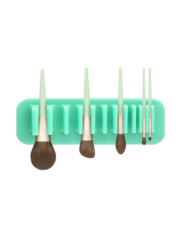 Brush Drying Rack, Soft Silicone Wall Mounted Makeup Brush Toothbrush Holder Storage Rack Makeup Brush Storage Rack Makeup Brush Drying Rack Home Makeup Brush Holder (Green)