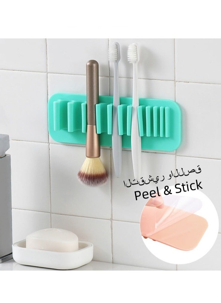 Brush Drying Rack, Soft Silicone Wall Mounted Makeup Brush Toothbrush Holder Storage Rack Makeup Brush Storage Rack Makeup Brush Drying Rack Home Makeup Brush Holder (Green)