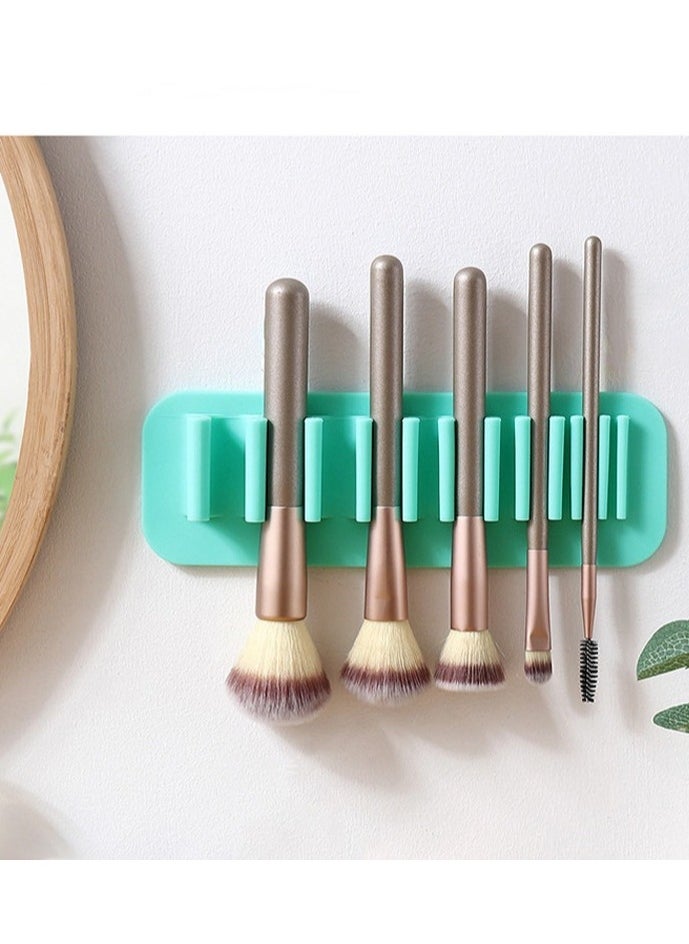 Brush Drying Rack, Soft Silicone Wall Mounted Makeup Brush Toothbrush Holder Storage Rack Makeup Brush Storage Rack Makeup Brush Drying Rack Home Makeup Brush Holder (Green)