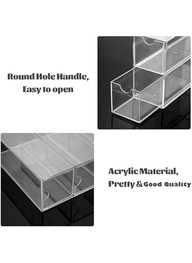 Acrylic Sunglasses Organizer with 4 Drawers Clear Eyeglass Case Eyeglass Storage Display Holder Multipurpose Drawer Organizer Tray for Jewelry Watch Perfume Vanity,6.9 x 2.6 x9.7
