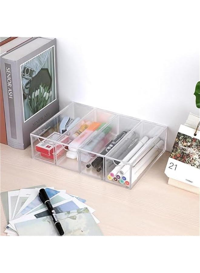 Acrylic Sunglasses Organizer with 4 Drawers Clear Eyeglass Case Eyeglass Storage Display Holder Multipurpose Drawer Organizer Tray for Jewelry Watch Perfume Vanity,6.9 x 2.6 x9.7
