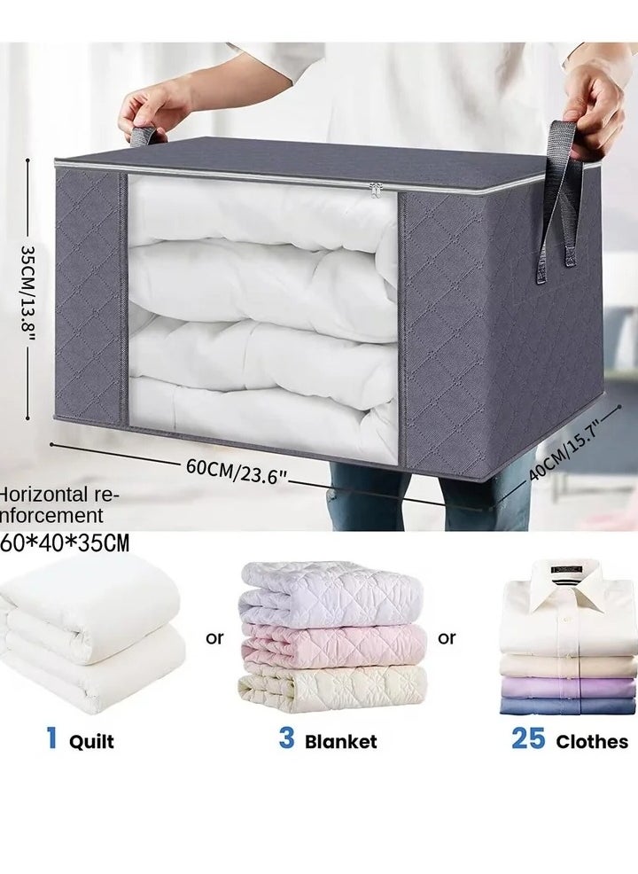 5 Packs 60*40cm Wardrobe Storage Bag, Transparent Window Coat Large Capacity Storage Bag, 90L Mobile Household Quilt Storage Bag, For Wardrobe, Home, Bedroom