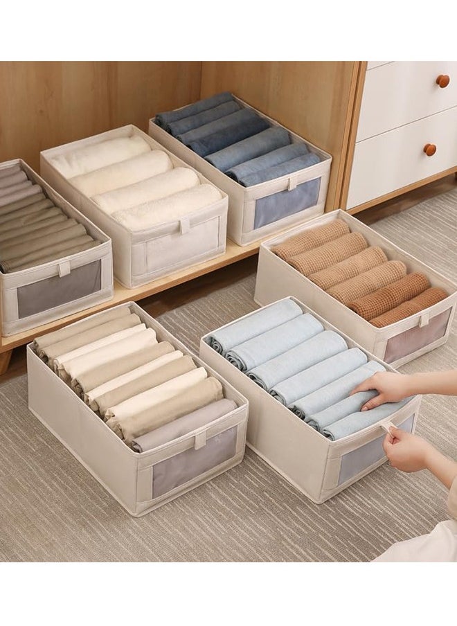 3Pack Linen Storage Bins, Storage Containers for Organizing Clothing, Jeans, Toys, Books, Shelves, Closet, Wardrobe - Closet Organizers and Storage, Large Storage Boxes Baskets with Window