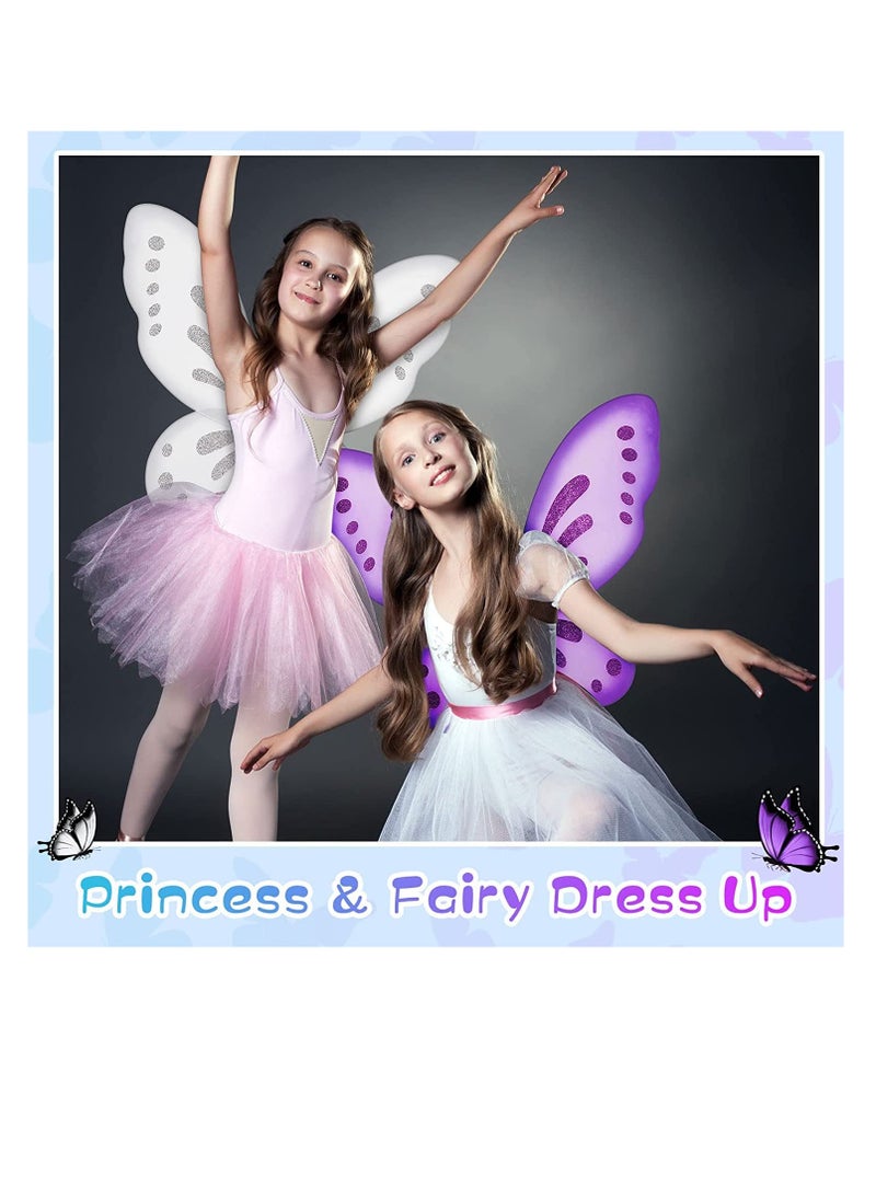 Butterfly Wings Dress Up Fairy Wings for Girls Princess Costumes Accessories Birthday Party Fairy Festival Rave Dress Up Makeup Play Show  Prom Show Wings (White)